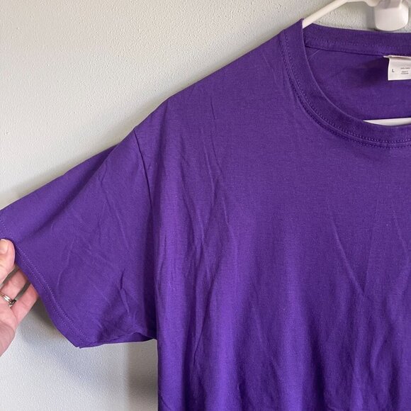 NWOT Fruit of the Loom HD Mens Purple Short Sleeve Crew Neck Cotton Tee Large - Picture 5 of 8